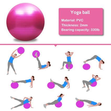 PVC Anti-burst Yoga Stability Balance Ball + Air Pump - Blue_2